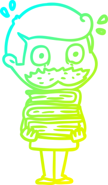 Soğuk gradyan çizgisi, bıyıklı ve insan tarafından çizilmiş bir çizgi film adamı çizimi.