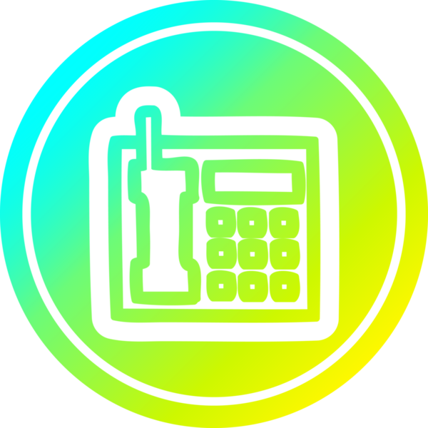 Ofis telefonu dairesel simgesi, gradyan bir insan tarafından çizilmiş.