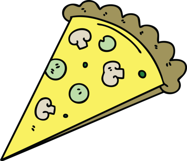 Bir insan tarafından çizilmiş tuhaf bir pizza dilimi.