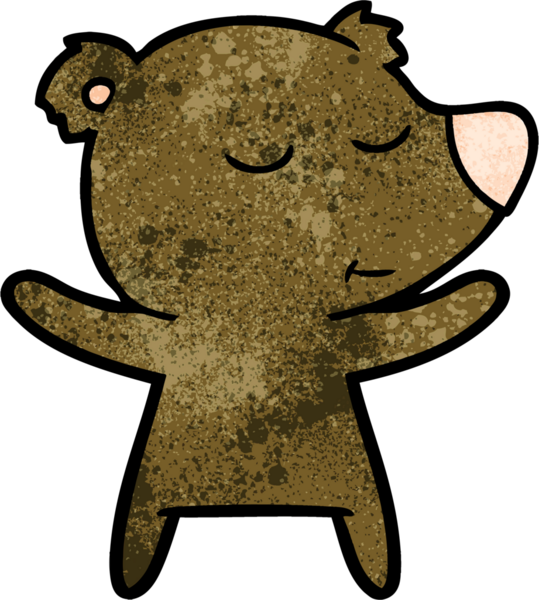 Bir insan tarafından çizilmiş mutlu çizgi film ayısı.