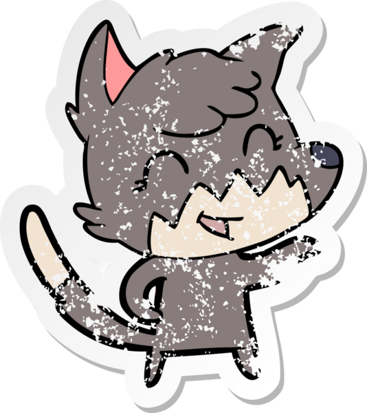 Bir insan tarafından çizilmiş mutlu bir tilkinin sıkıntılı çıkartması.