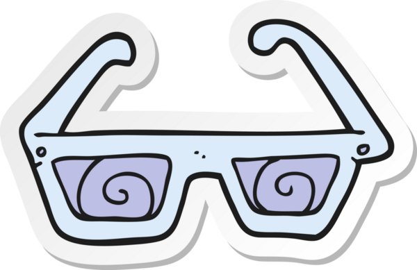 Bir insan tarafından çizilmiş 3 boyutlu bir gözlüğün çıkartması.