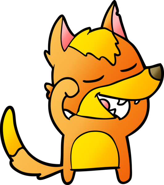 Bir insan tarafından çizilmiş tilki çizgi film karakteri