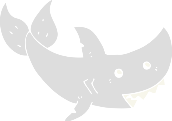 Düz renkli çizgi film köpekbalığı bir insan tarafından çizilmiş.