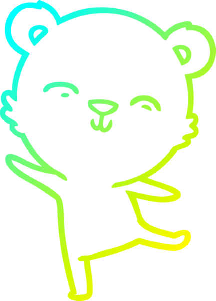 Bir insan tarafından çizilmiş mutlu bir kutup ayısının soğuk çizgi çizimi.