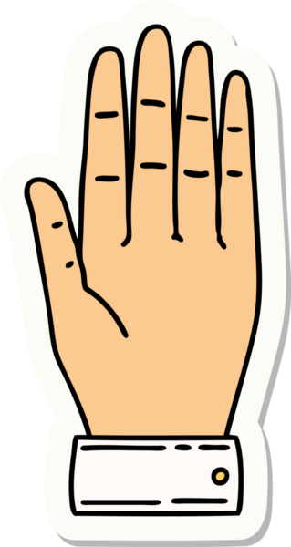 Bir insan tarafından çizilmiş geleneksel bir el dövmesi çıkartması.