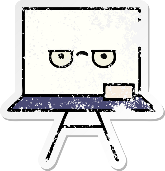 Bir insan tarafından çizilmiş beyaz bir karikatür çıkartması.