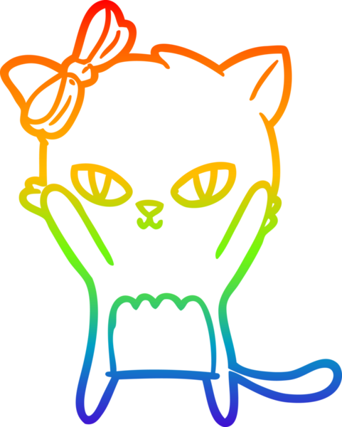 Gökkuşağı gradyan çizgisi bir insan tarafından çizilmiş şirin bir çizgi kedi çizimi