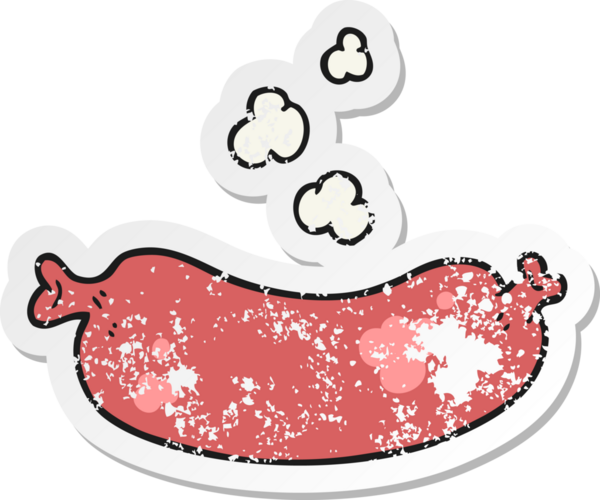 Bir insan tarafından çizilmiş sıcak sosisli çizgi filmin gerilimli yapıştırması.