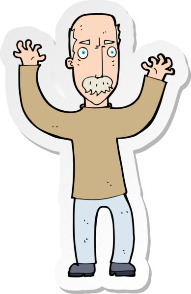 Bir insan tarafından çizilmiş kızgın bir babanın karikatür çıkartması.