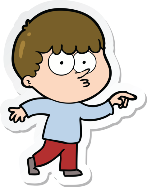 Bir insan tarafından çizilmiş meraklı bir çocuğun çıkartması.