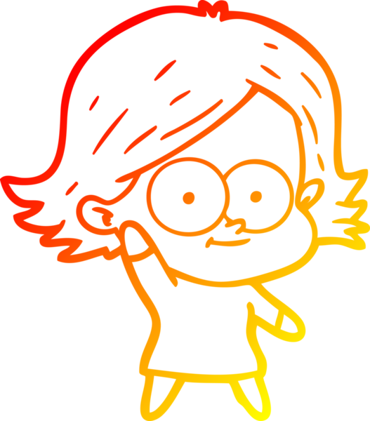 Bir insan tarafından çizilmiş mutlu bir çizgi film kızı çizimi