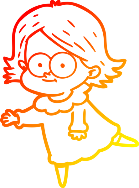 Bir insan tarafından çizilmiş mutlu bir çizgi film kızı çizimi