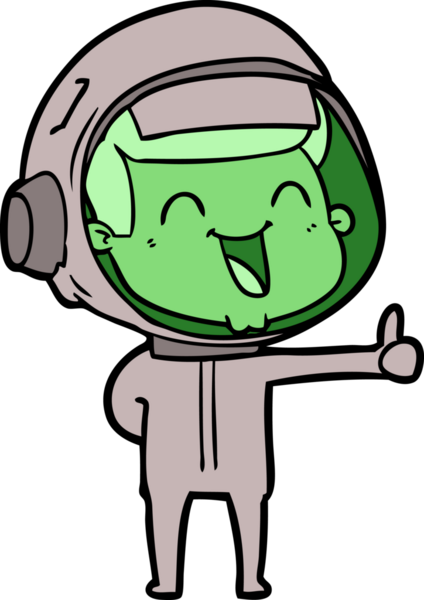 Bir insan tarafından çizilmiş mutlu astronot çizgi filmi.