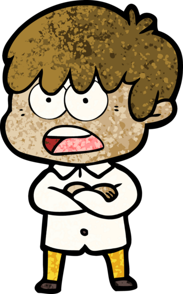 Bir insan tarafından çizilmiş endişeli çizgi film çocuğu.