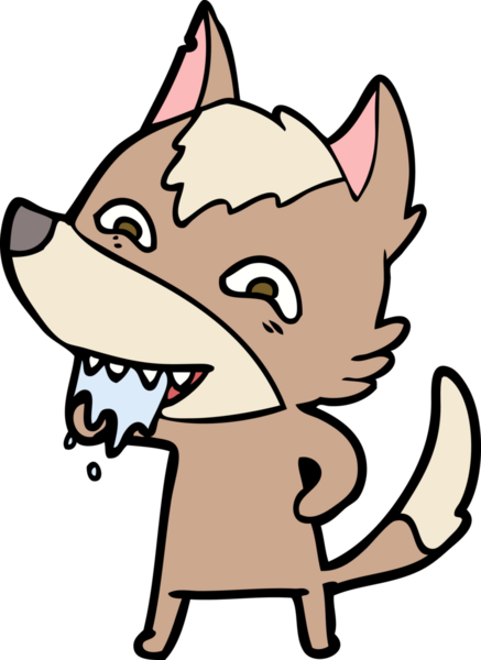 Bir insan tarafından çizilmiş aç kurt çizgi filmi.