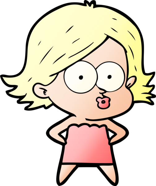 Çizgi film kızı somurtuyor bir insan tarafından