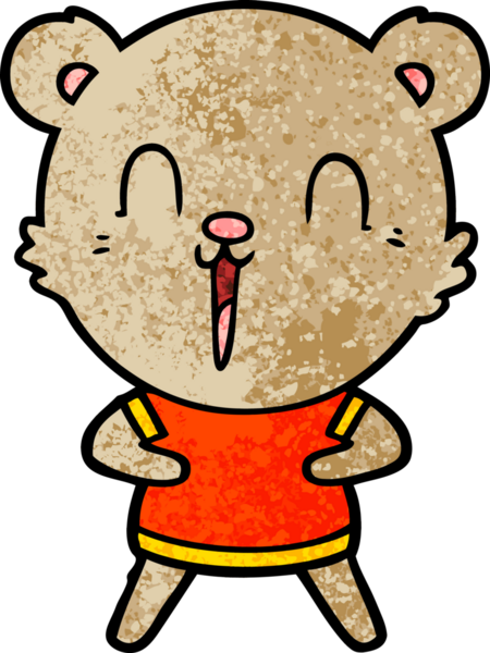 Bir insan tarafından çizilmiş mutlu çizgi film ayısı.