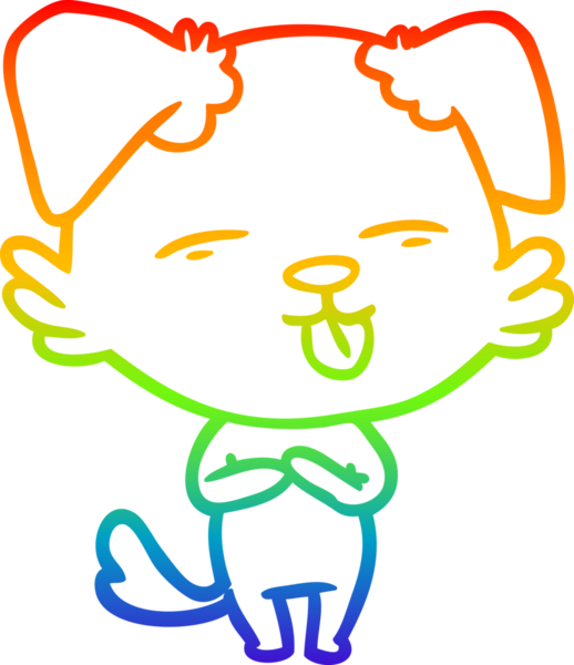 gökkuşağı gradyan çizgi çizimi bir insan tarafından çizilmiş dili dışarı çıkaran bir köpek