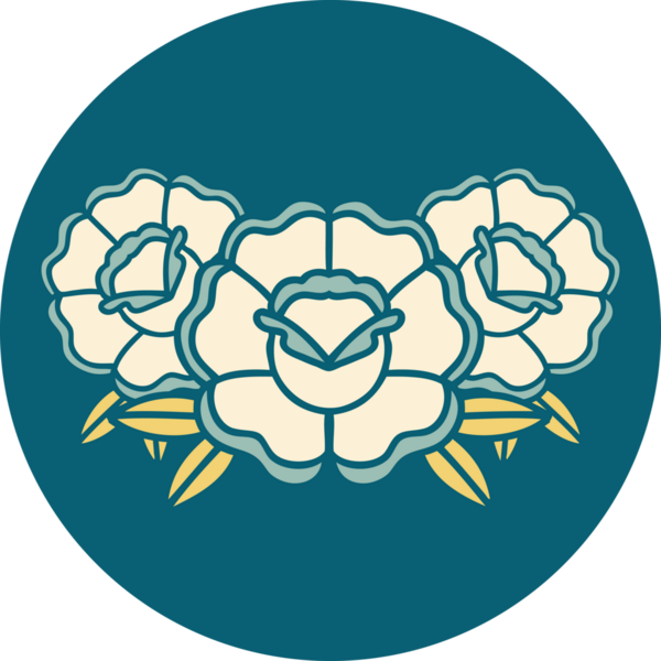 Bir insan tarafından çizilmiş bir buket çiçeğin ikonik dövme şekli