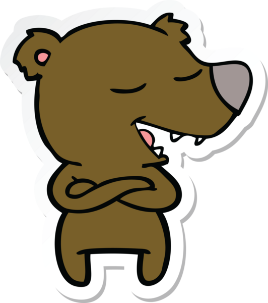 Bir insan tarafından çizilmiş çizgi film ayısının çıkartması.