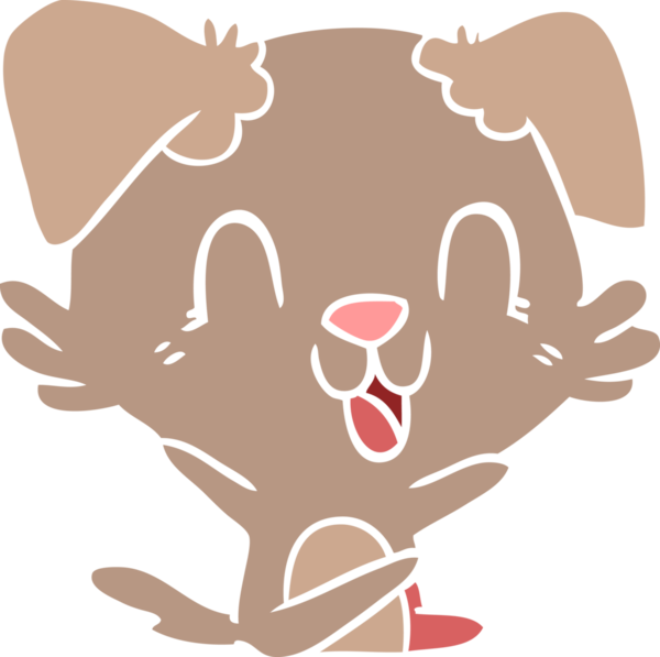 Bir insan tarafından çizilmiş düz renkli çizgi film köpeği.