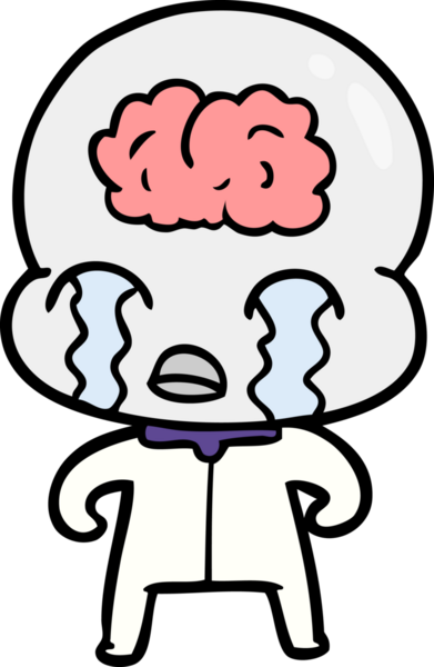 Bir insan tarafından çizilmiş koca beyinli bir uzaylı ağlaması.