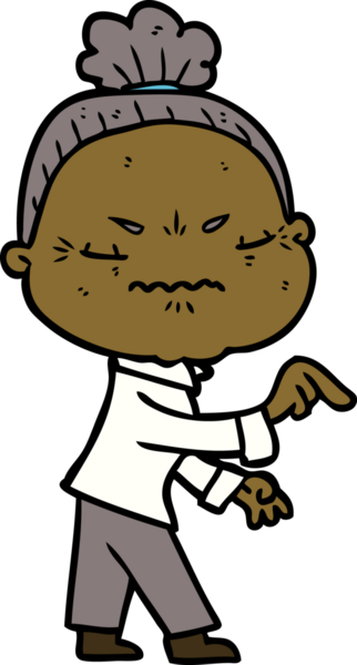 Çizgi film bir insan tarafından çizilmiş yaşlı bir kadın tarafından rahatsız edildi.