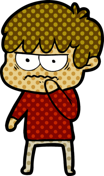 Bir insan tarafından çizilmiş sinirli çizgi film çocuğu.