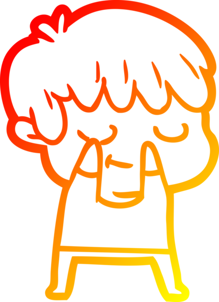 Bir insan tarafından çizilmiş mutlu çizgi film çocuğu çizimi.