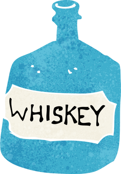 Bir insan tarafından çizilmiş eski bir viski şişesi.
