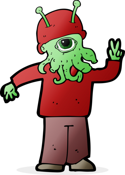 Bir insan tarafından çizilmiş uzaylı çizgi filmi.