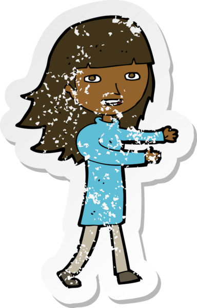 Bir insan tarafından çizilmiş mutlu bir kız çizgi filminin gerilimli yapıştırması.