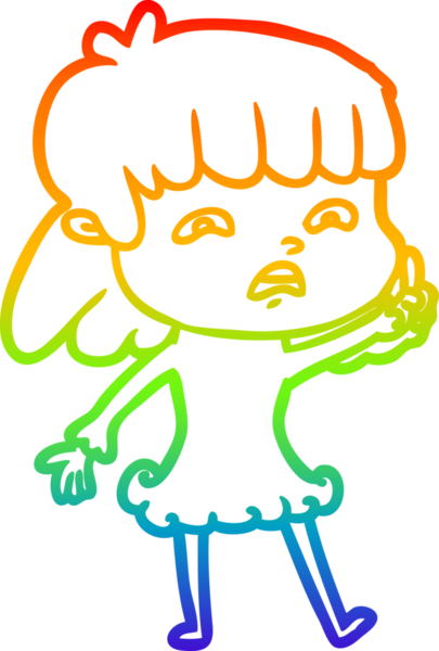 Gökkuşağı gradyan çizimi Bir insan tarafından çizilmiş endişeli bir çizgi kadın