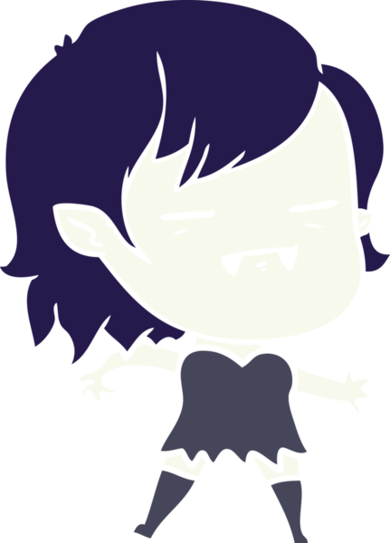 Düz renkli çizgi film. Bir insan tarafından çizilmiş ölümsüz vampir kız.