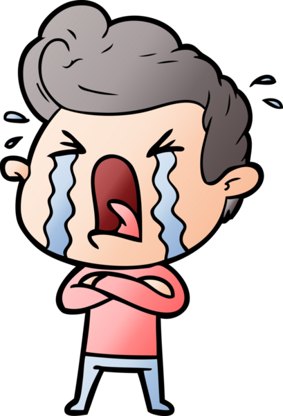 Bir insan tarafından çizilmiş ağlayan bir karikatür.