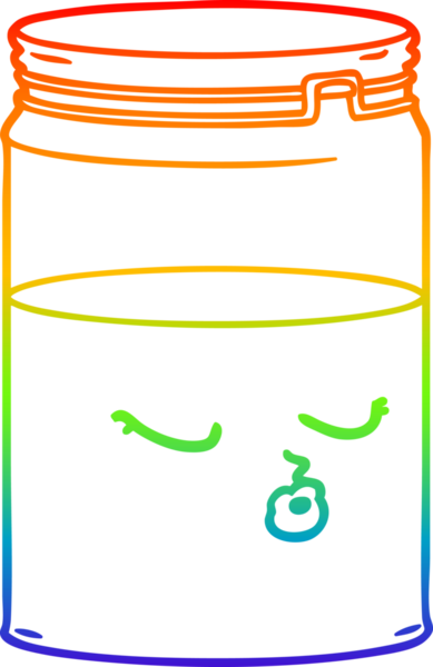 gökkuşağı gradyan çizgi çizimi bir insan tarafından çizilmiş cam bir kavanoz