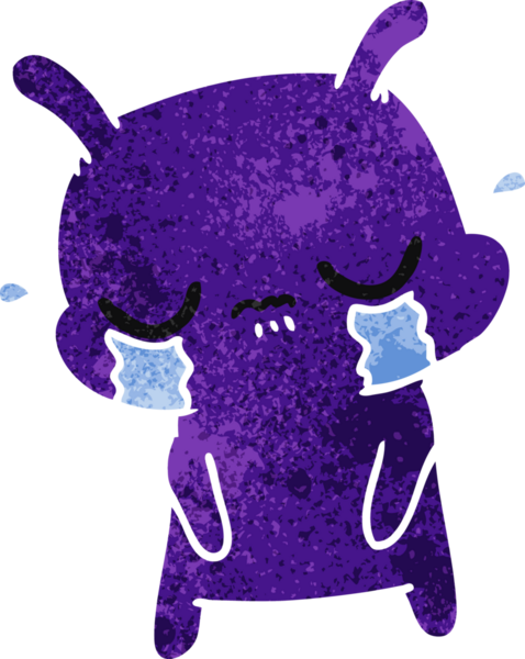 Bir insan tarafından çizilmiş sevimli üzgün uzaylının serbest çizimi.