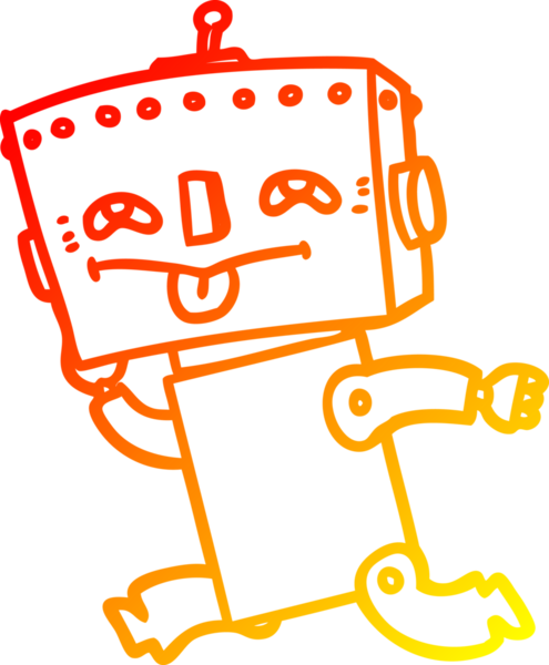 Bir insan tarafından çizilen çizgi film robotunun sıcak çizgi çizimi