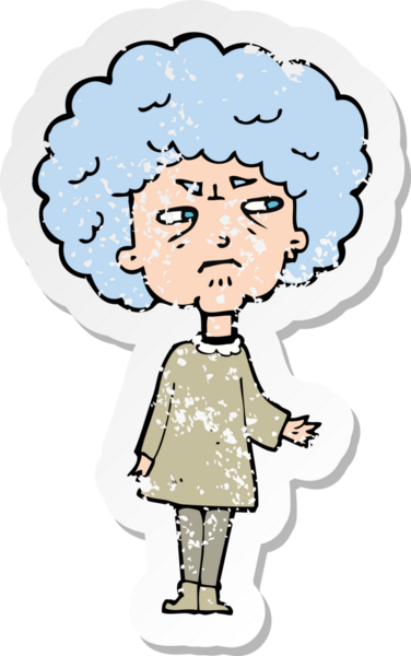 Bir insan tarafından çizilmiş bir karikatürün gerilimli çıkartması.