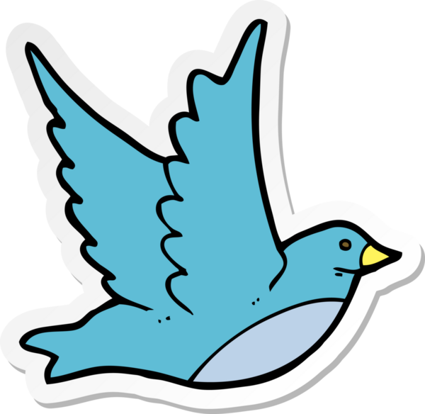 Bir insan tarafından çizilmiş uçan kuşun çıkartması.