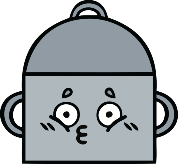 Bir insan tarafından çizilmiş güzel bir yemek tenceresi karikatürü.