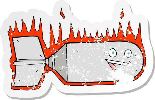 Bir insan tarafından çizilmiş bir çizgi film bombasının gerilimli yapıştırması.