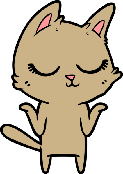 Bir insan tarafından çizilmiş sakin çizgi film kedisi.