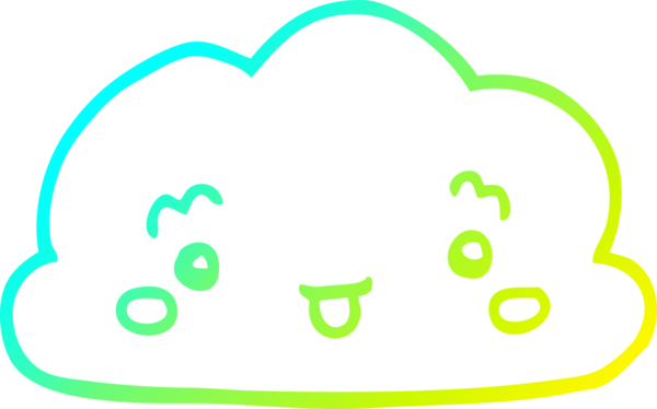 Bir insan tarafından çizilen karikatür bulutunun soğuk gradyan çizimi