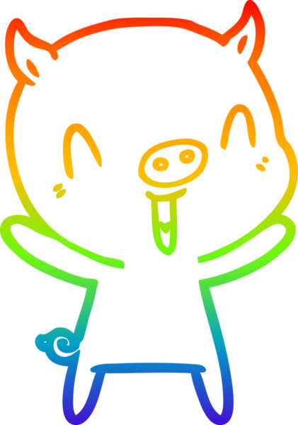 gökkuşağı gradyan çizimi mutlu çizgi domuz çizimi bir insan tarafından çizilmiş