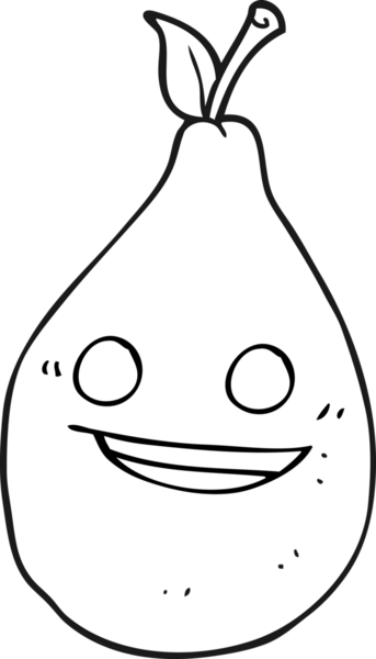 Bir insan tarafından çizilmiş siyah beyaz bir armut.