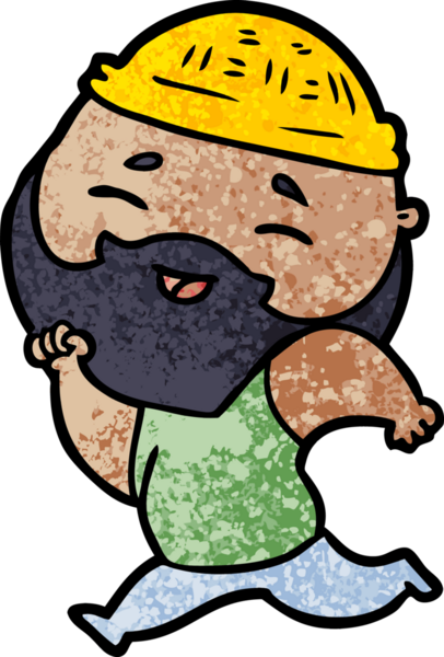 Bir insan tarafından çizilmiş mutlu sakallı bir adam.