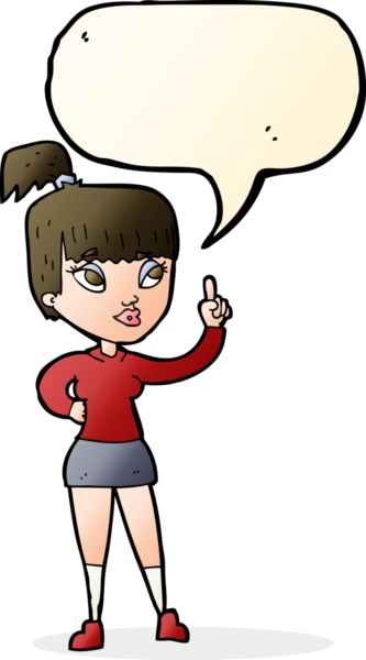 Bir insan tarafından çizilmiş konuşma baloncuğu fikri olan çekici bir kız.