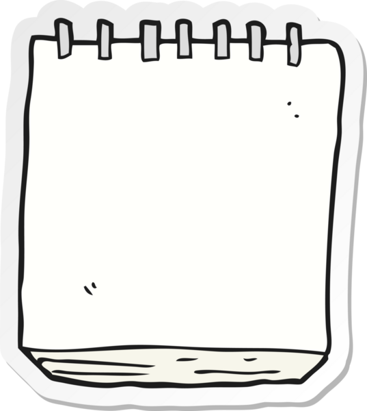 Bir insan tarafından çizilmiş karikatür not defterinin etiketi.